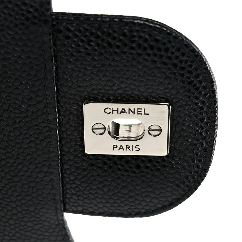 Caviar Quilted Jumbo Double Flap Black