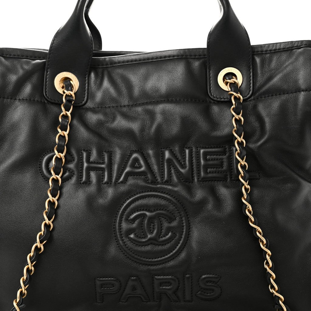 Calfskin Small Deauville Tote Black
