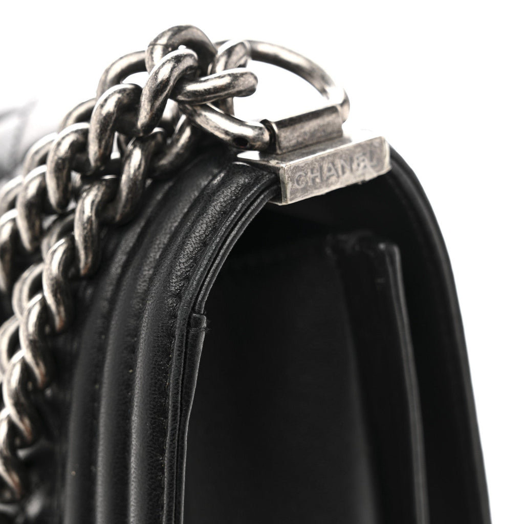 Lambskin Quilted Medium Boy Flap Black