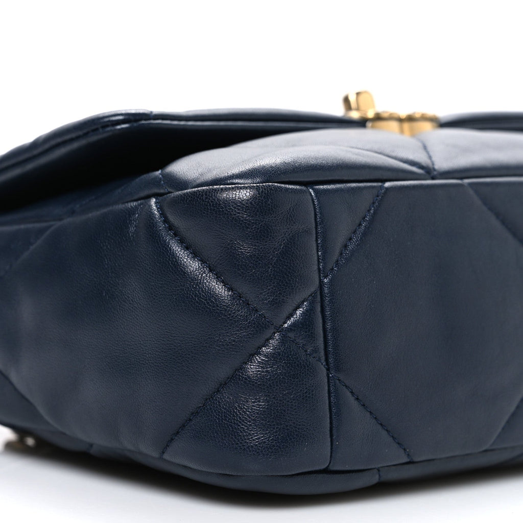 Lambskin Quilted Medium Chanel 19 Flap Navy Blue