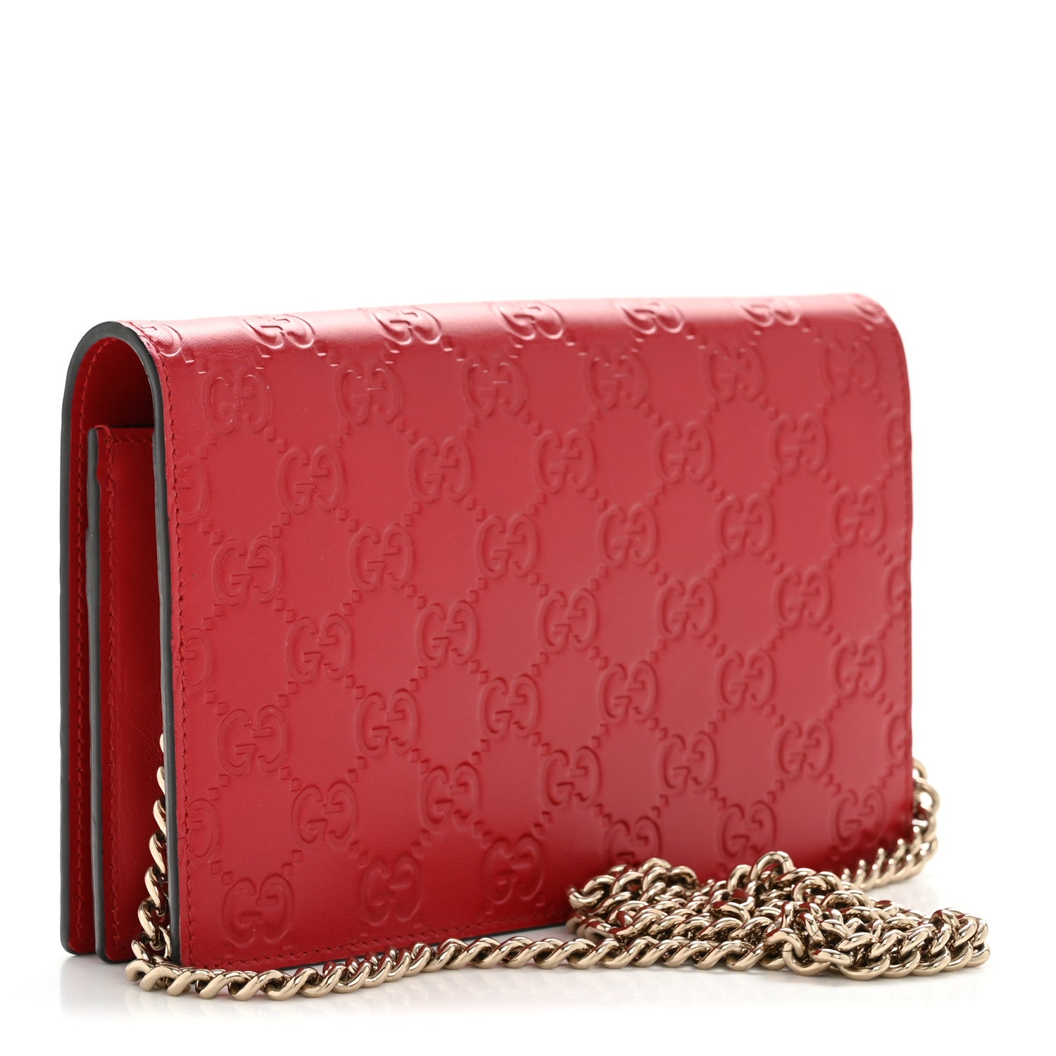 Guccissima Signature Bowy Chain Wallet Hibiscus Red