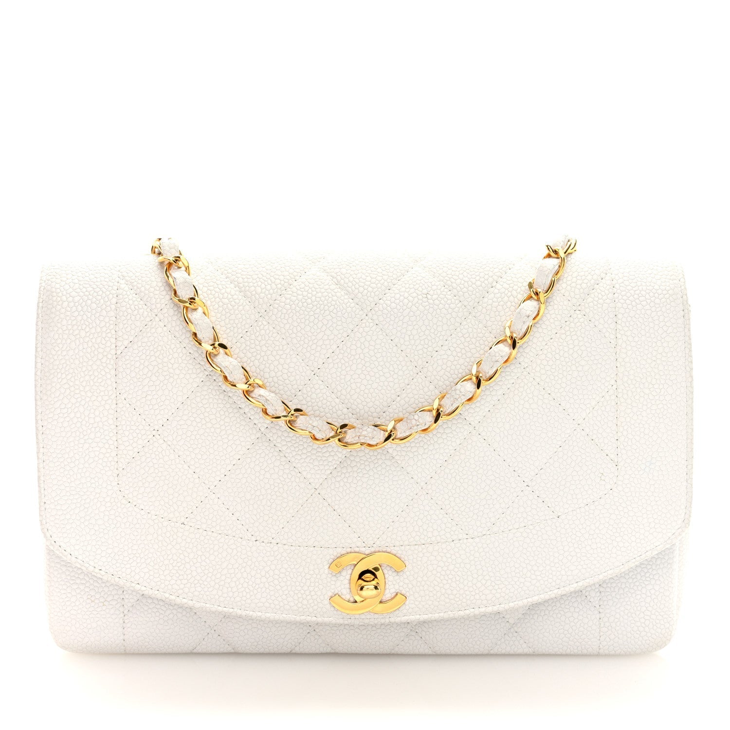 Caviar Quilted Medium Single Flap White