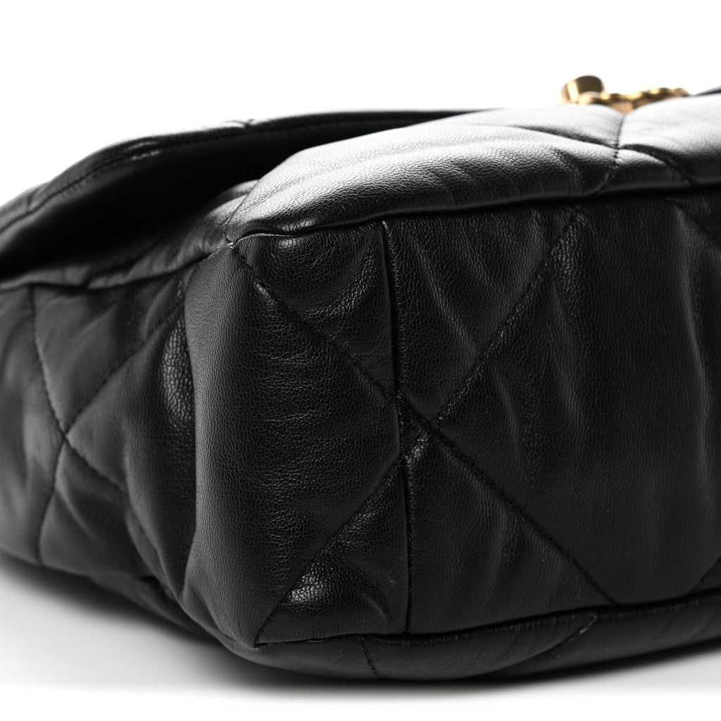 Goatskin Quilted Large Chanel 19 Flap Black