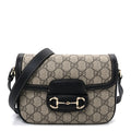 GG Supreme Monogram Horsebit 1955 Soft Small Shoulder Bag Beige Black