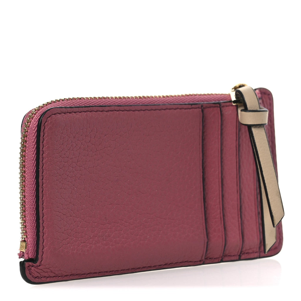 Soft Grained Calfskin Coin Card Holder Plumrose Ebony