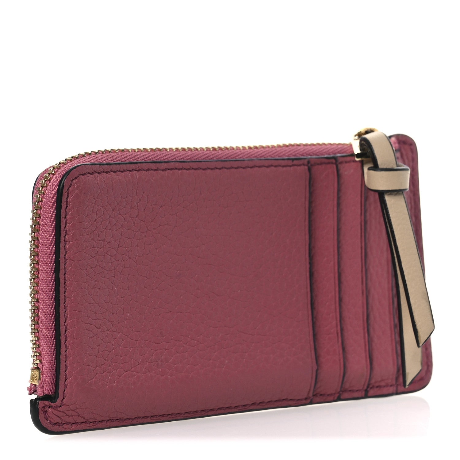 Soft Grained Calfskin Coin Card Holder Plumrose Ebony
