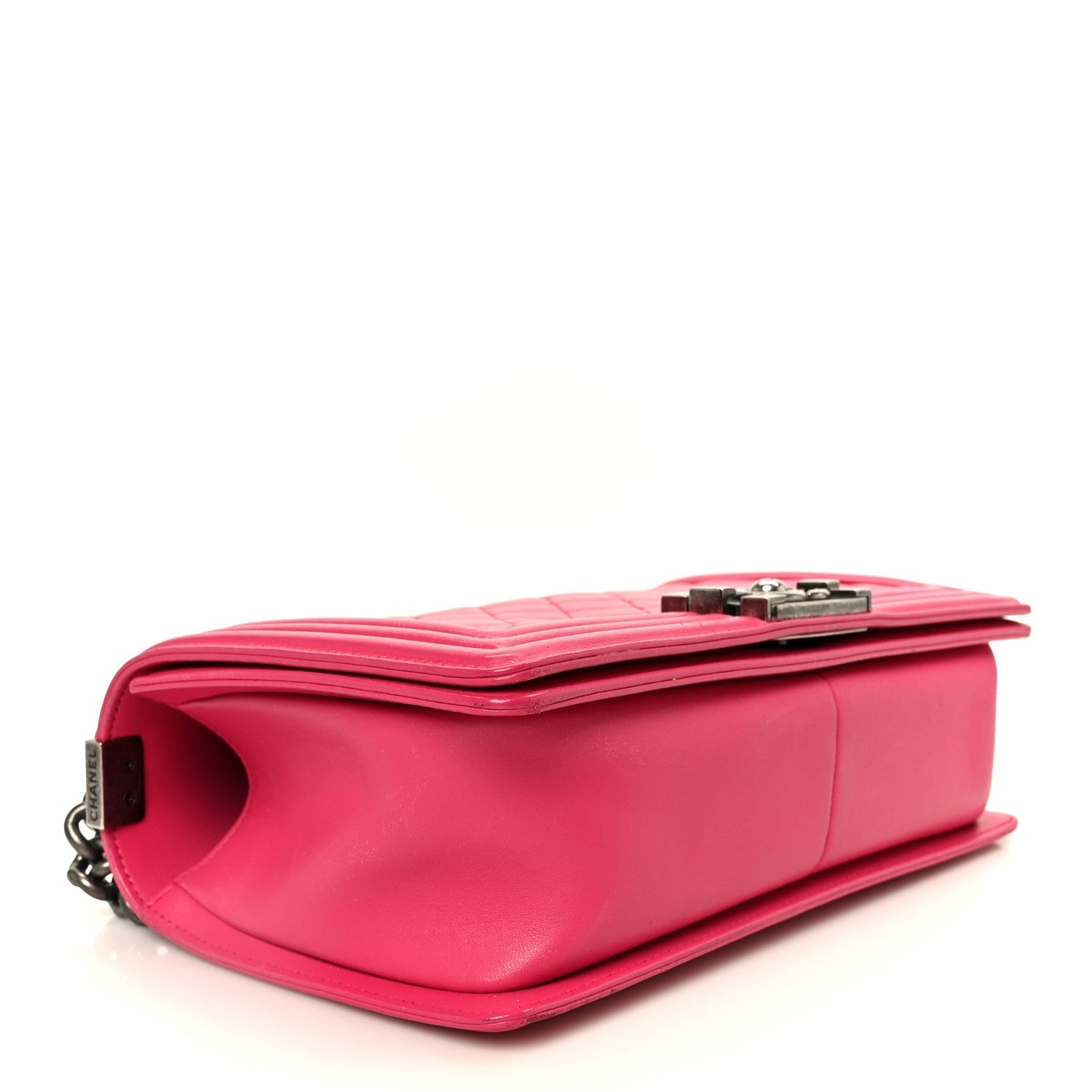 Lambskin Quilted Medium Boy Flap Dark Pink