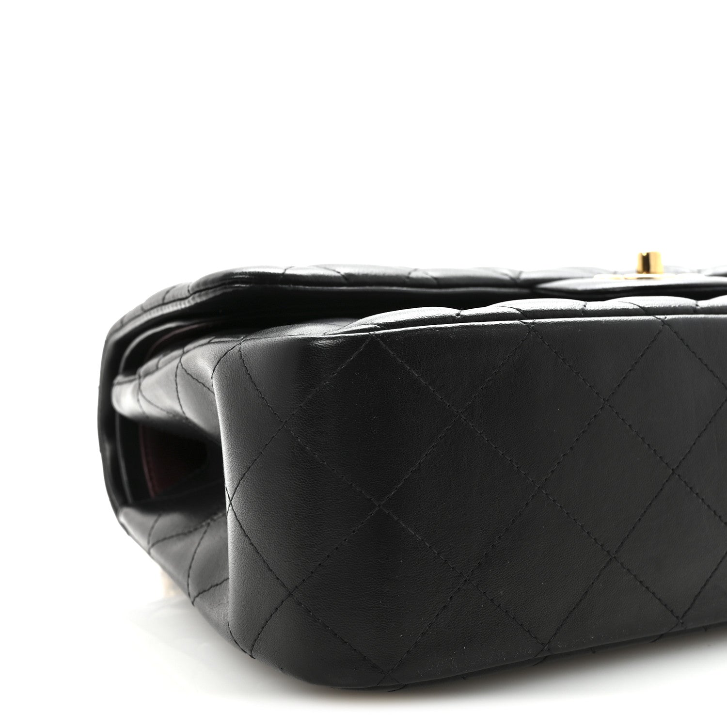Lambskin Quilted Jumbo Double Flap  Black