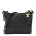 Aged Calfskin Quilted New Medium Gabrielle Hobo Black