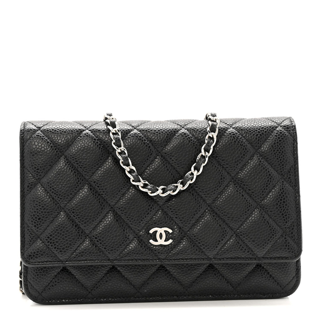 Caviar Quilted Wallet on Chain WOC Black