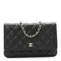 Caviar Quilted Wallet on Chain WOC Black
