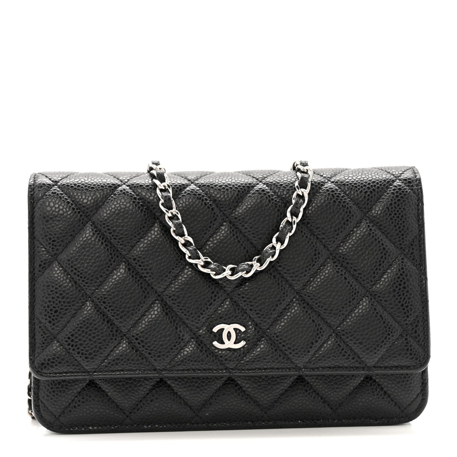 Caviar Quilted Wallet on Chain WOC Black