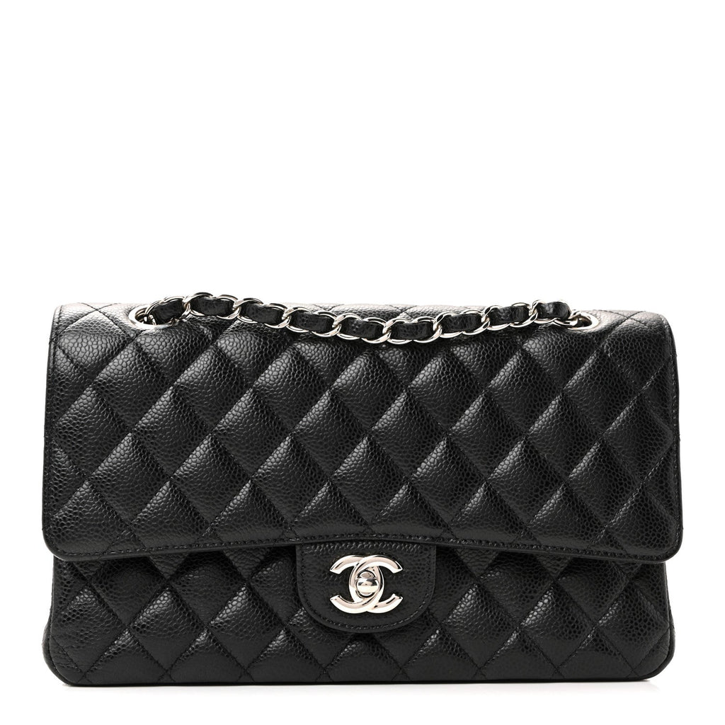 Caviar Quilted Medium Double Flap Black