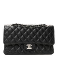 Caviar Quilted Medium Double Flap Black