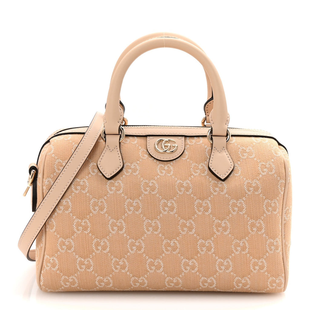 Summer Denim Calfskin GG Monogram Small Ophidia Top Handle Bag Souffle Rose