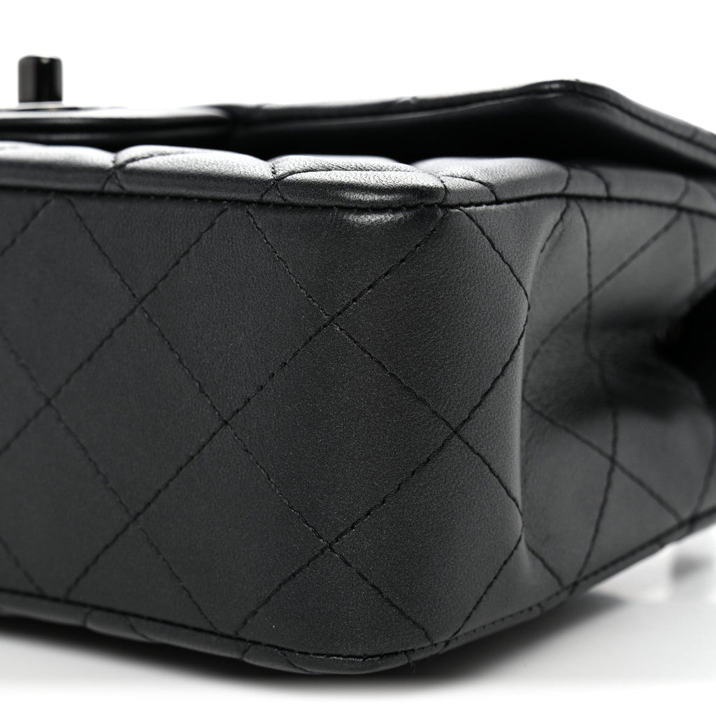 Lambskin Quilted Mini Rectangular Flap So Black