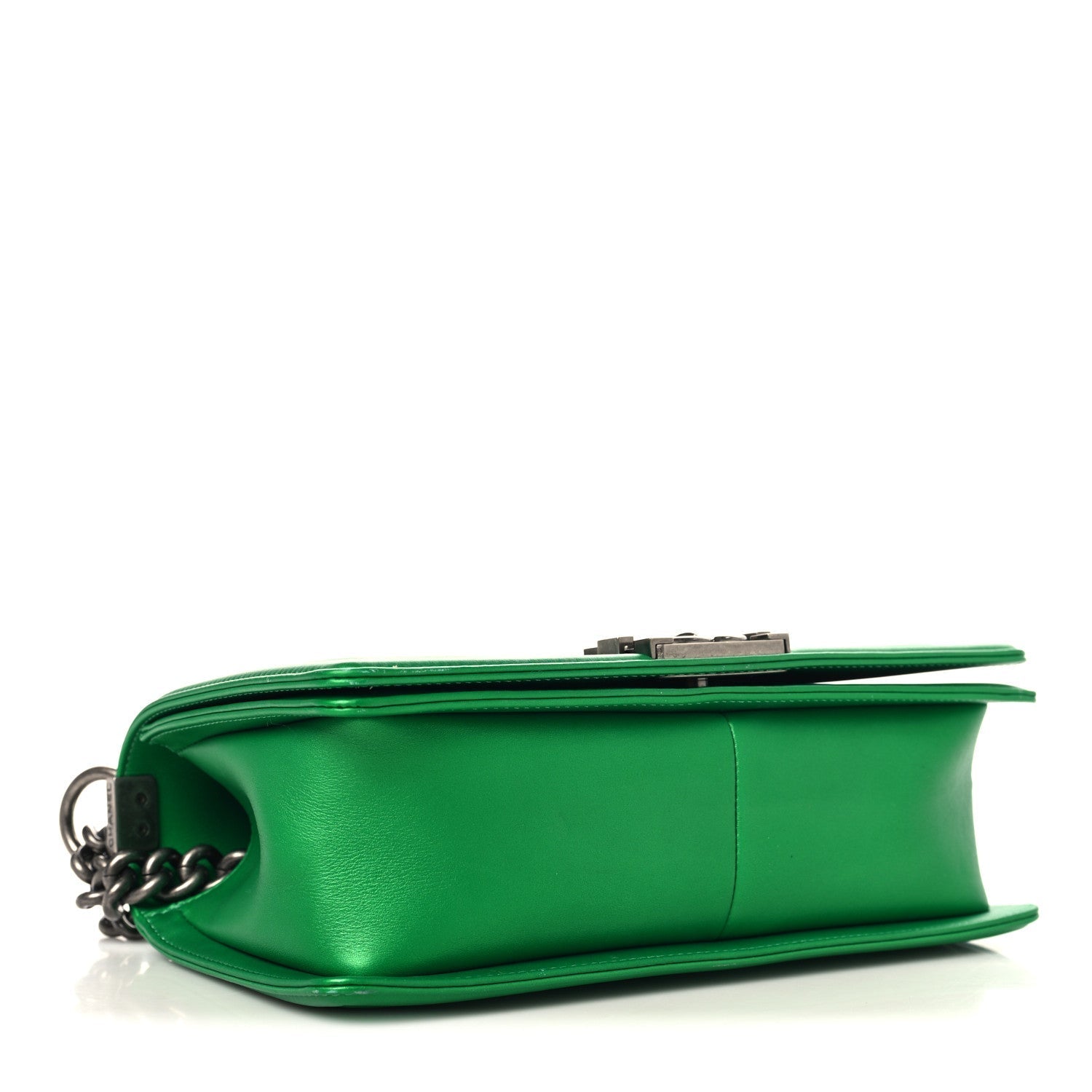 Metallic Calfskin Quilted Medium Boy Flap Green