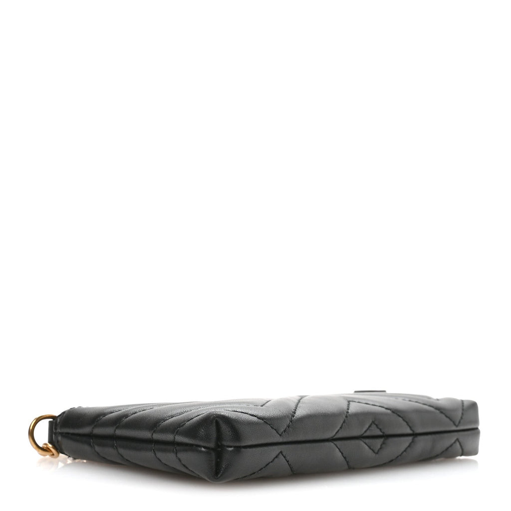 Calfskin Matelasse Mini GG Marmont Chain Bag Black