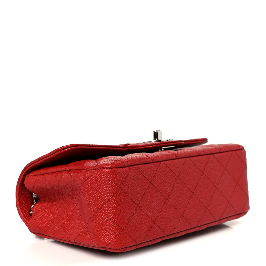 Caviar Quilted Mini Rectangular Flap Red