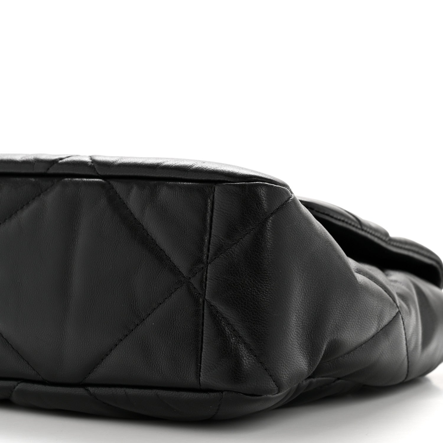 Shiny Goatskin Quilted Large Chanel 19 Flap Black