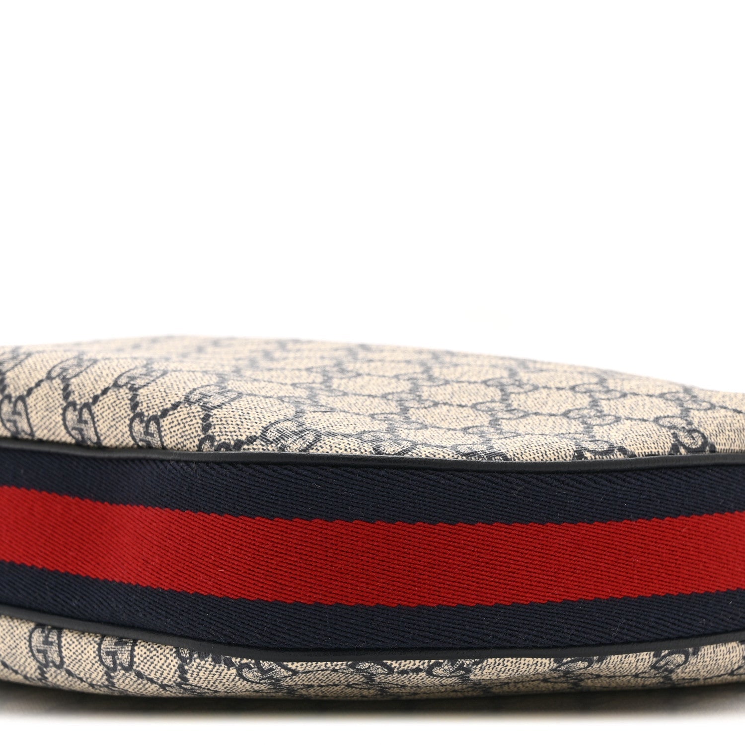 GG Supreme Monogram Textured Calfskin Web Small Attache Shoulder Bag Beige Blue