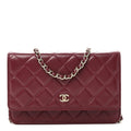 Lambskin Quilted Wallet On Chain WOC Burgundy