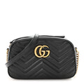 Calfskin Matelasse Small GG Marmont Chain Shoulder Bag Black