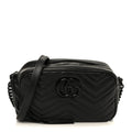 Calfskin Matelasse Monochrome Small GG Marmont Chain Shoulder Bag Black