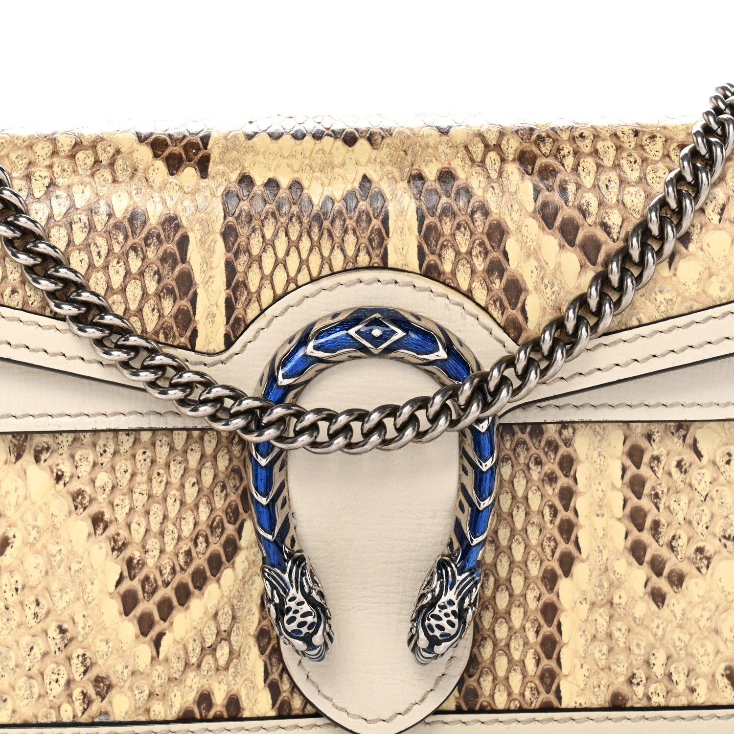 Snakeskin Azalea Calfskin Enamel Super Mini Dionysus Shoulder Bag New Rock White Electric Blue