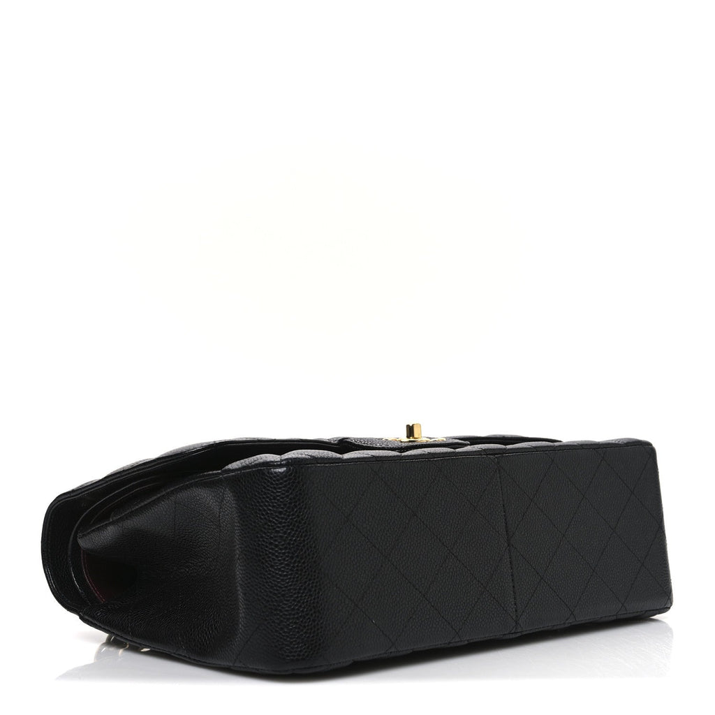 Caviar Quilted Jumbo Double Flap Black