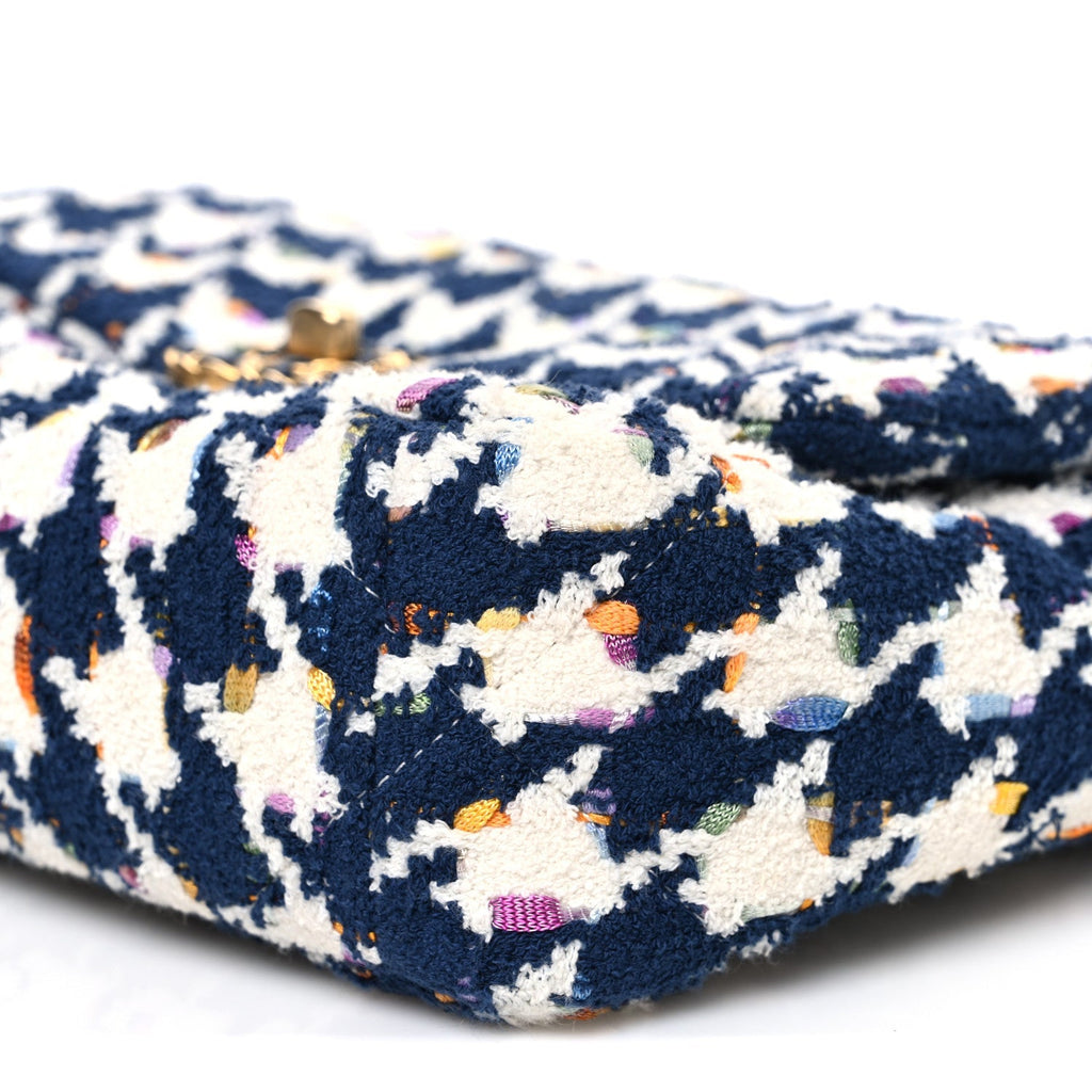 Tweed Quilted Medium Chanel 19 Flap Ecru Navy Blue Multicolor
