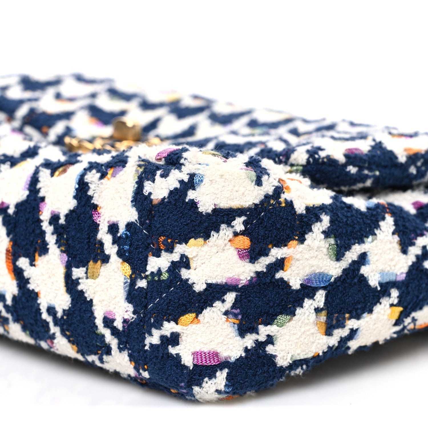 Tweed Quilted Medium Chanel 19 Flap Ecru Navy Blue Multicolor