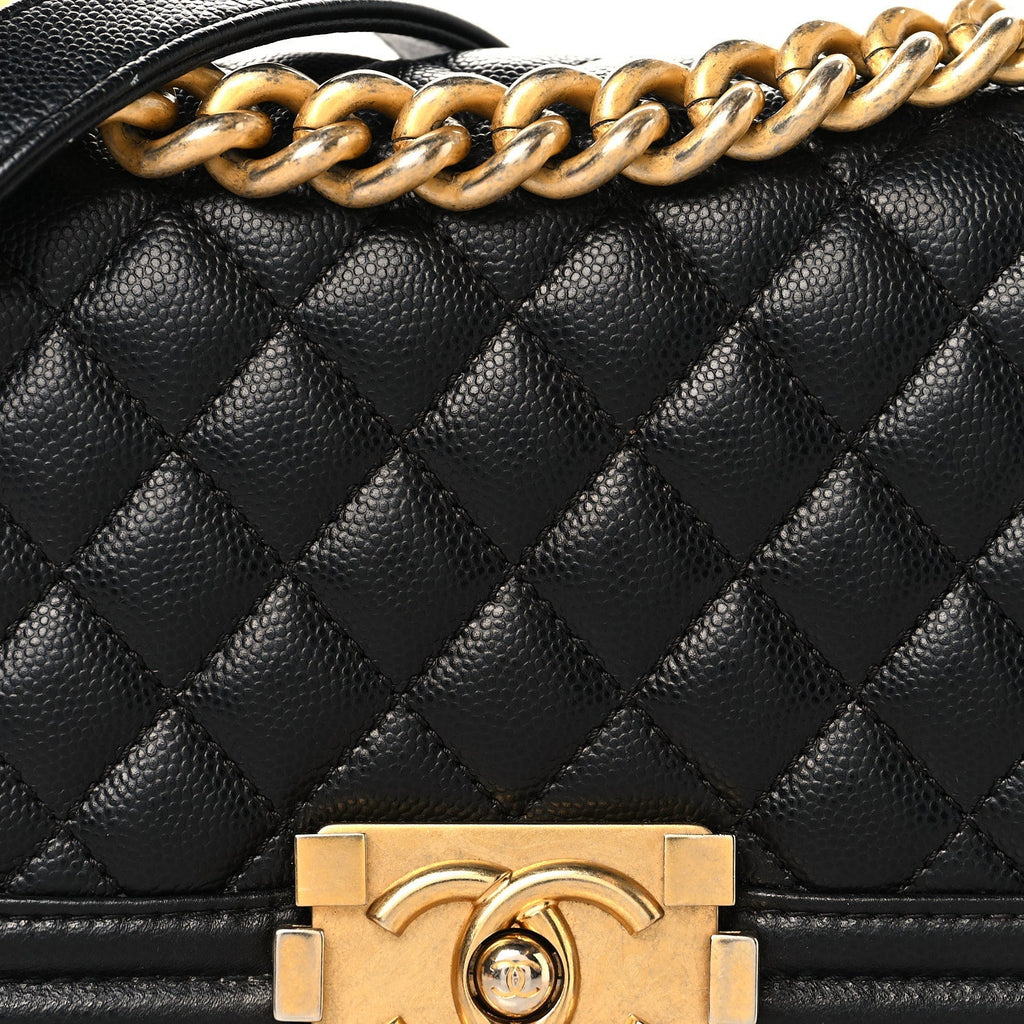 Caviar Quilted Small Boy Flap Black