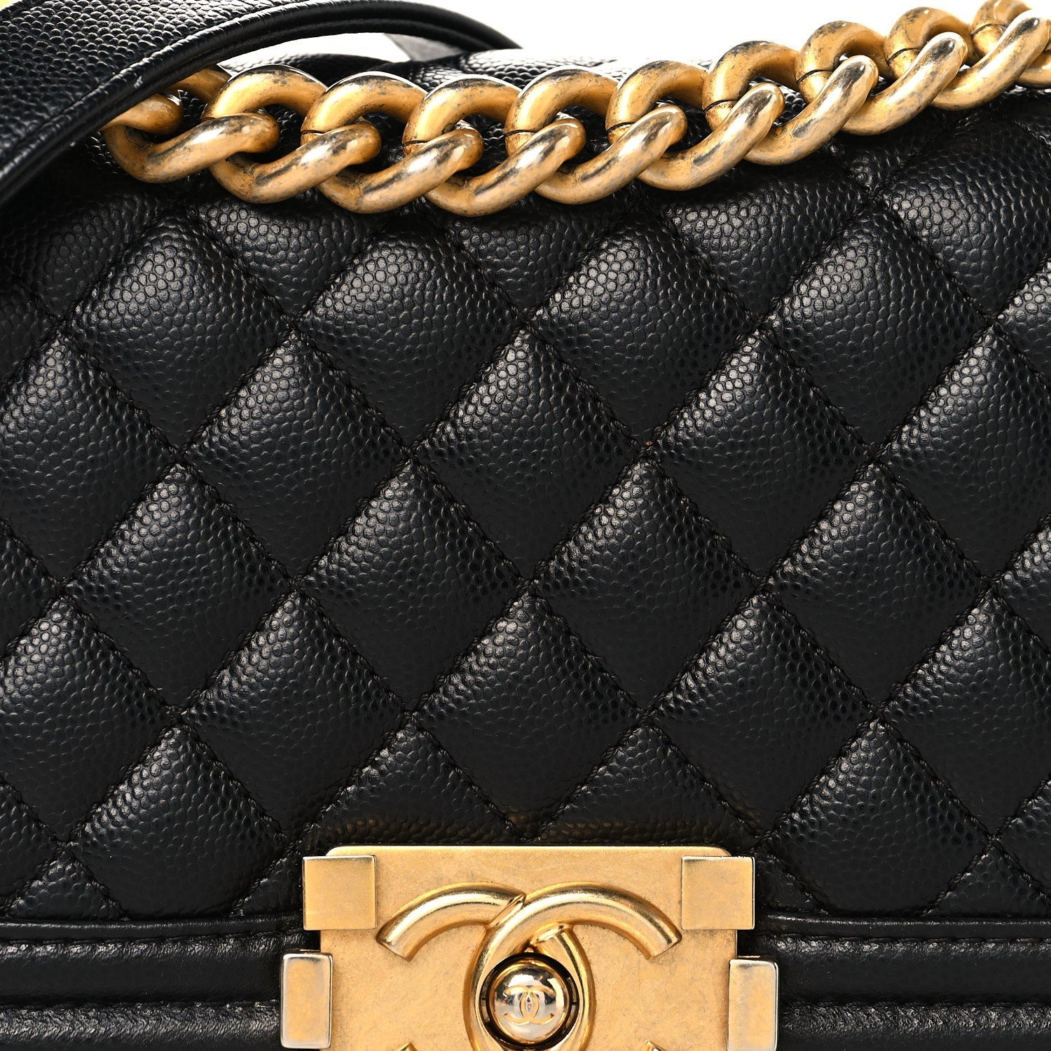 Caviar Quilted Small Boy Flap Black