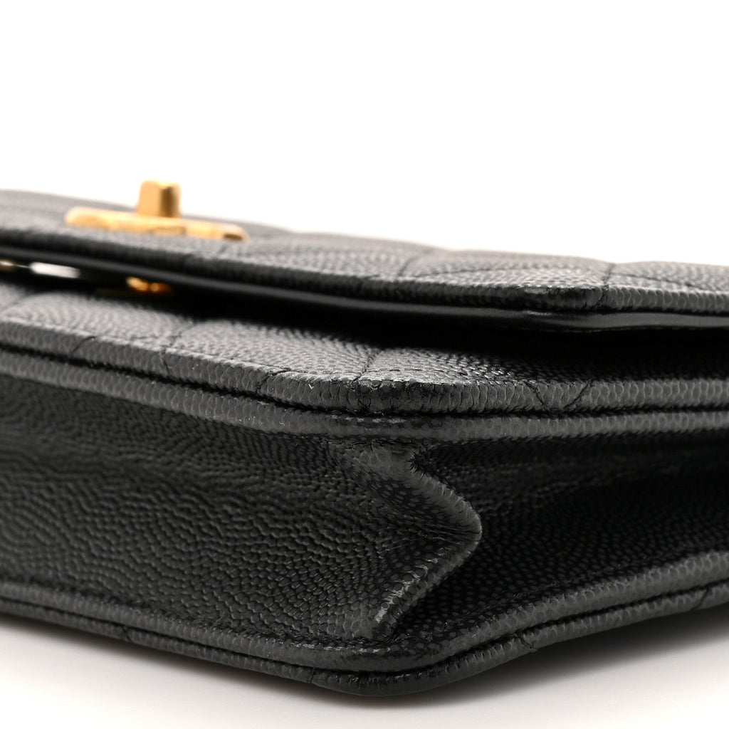 Caviar Quilted CC Turnlock Charm Wallet On Chain WOC Black