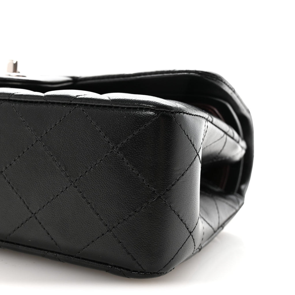 Lambskin Quilted Small Double Flap Black