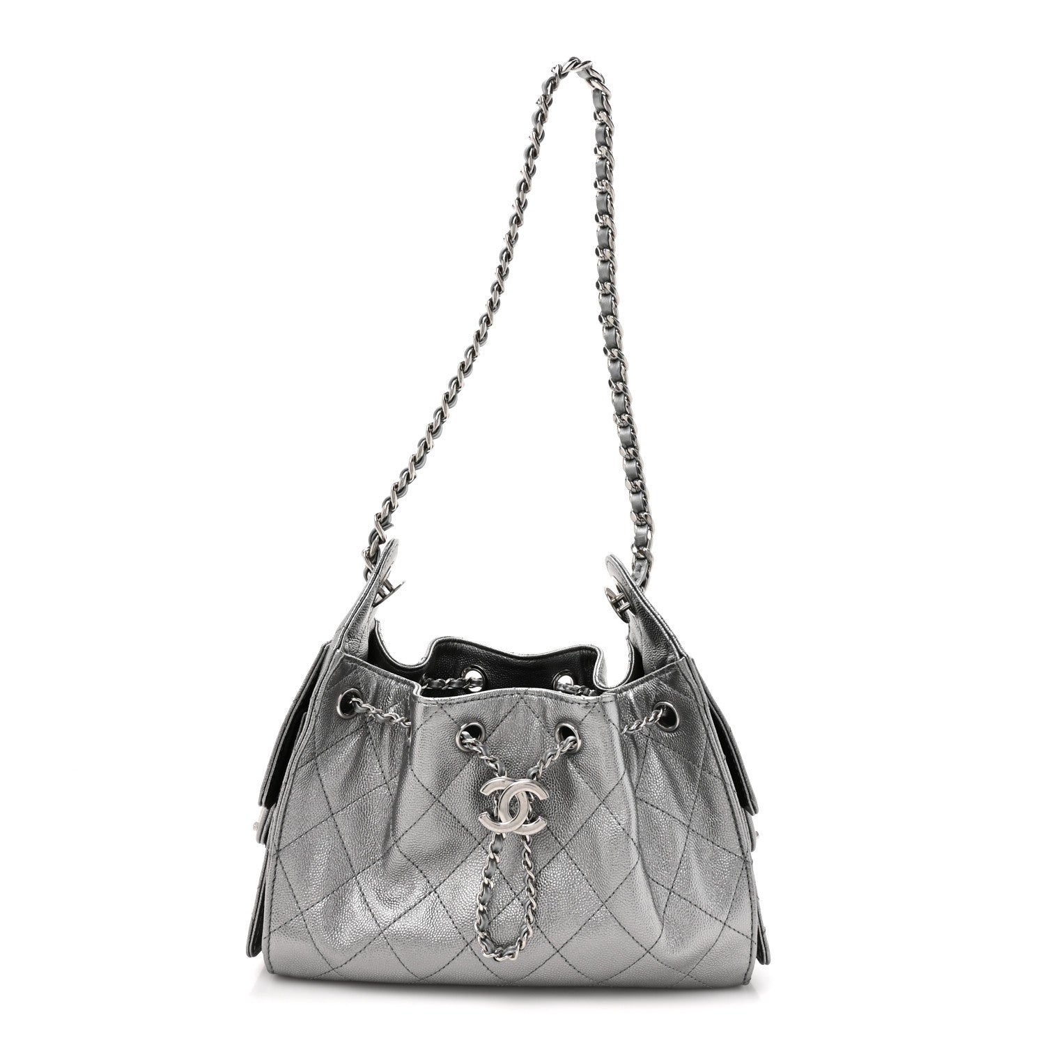 Metallic Caviar Quilted Mini Chanel 25 Handbag Anthracite