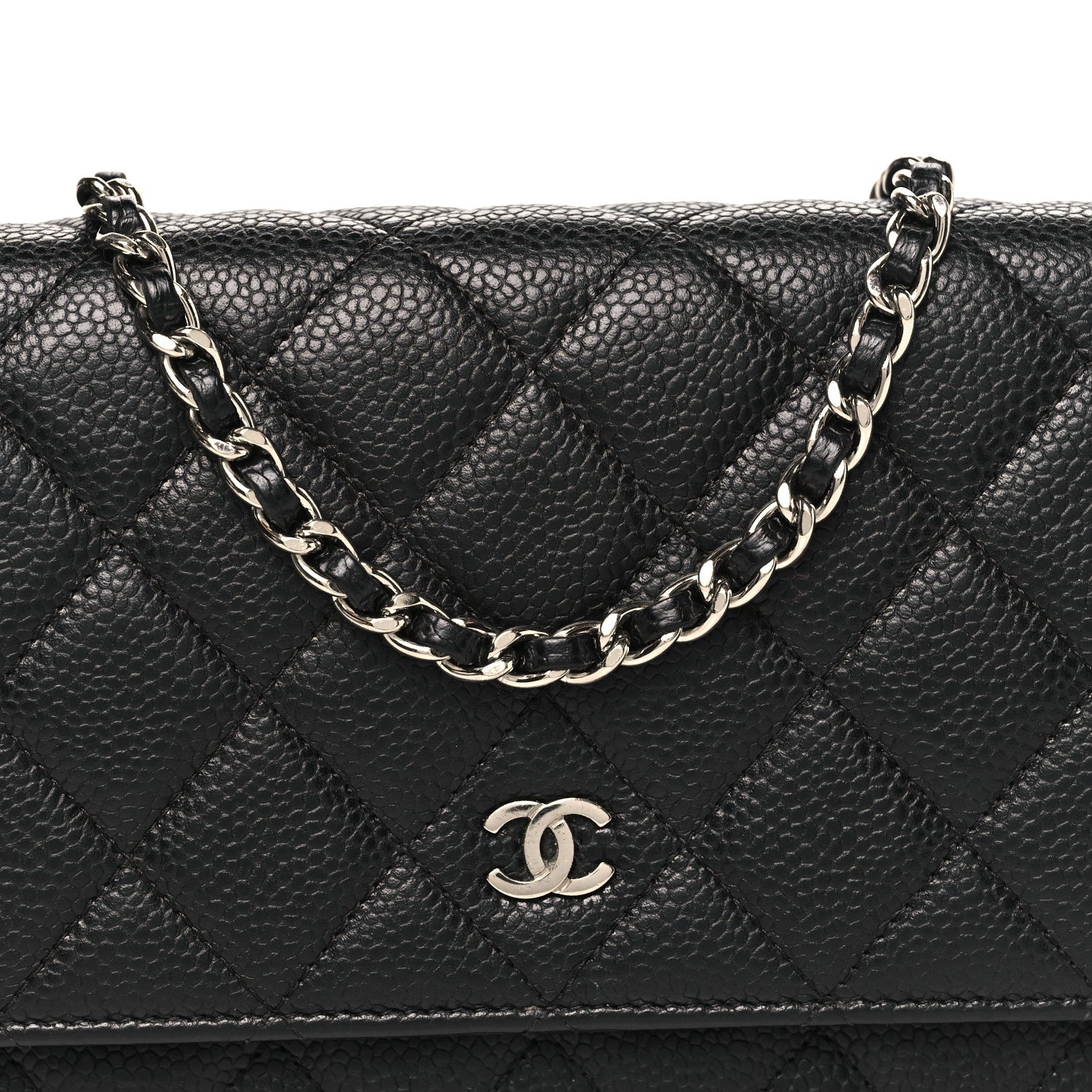 Caviar Quilted Wallet on Chain WOC Black