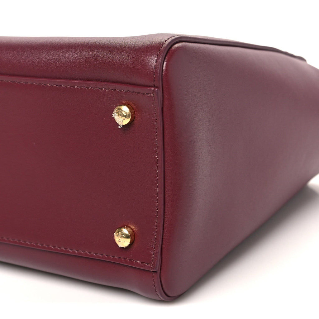 Calfskin Archetype Small Shopping Tote Dark Burgundy