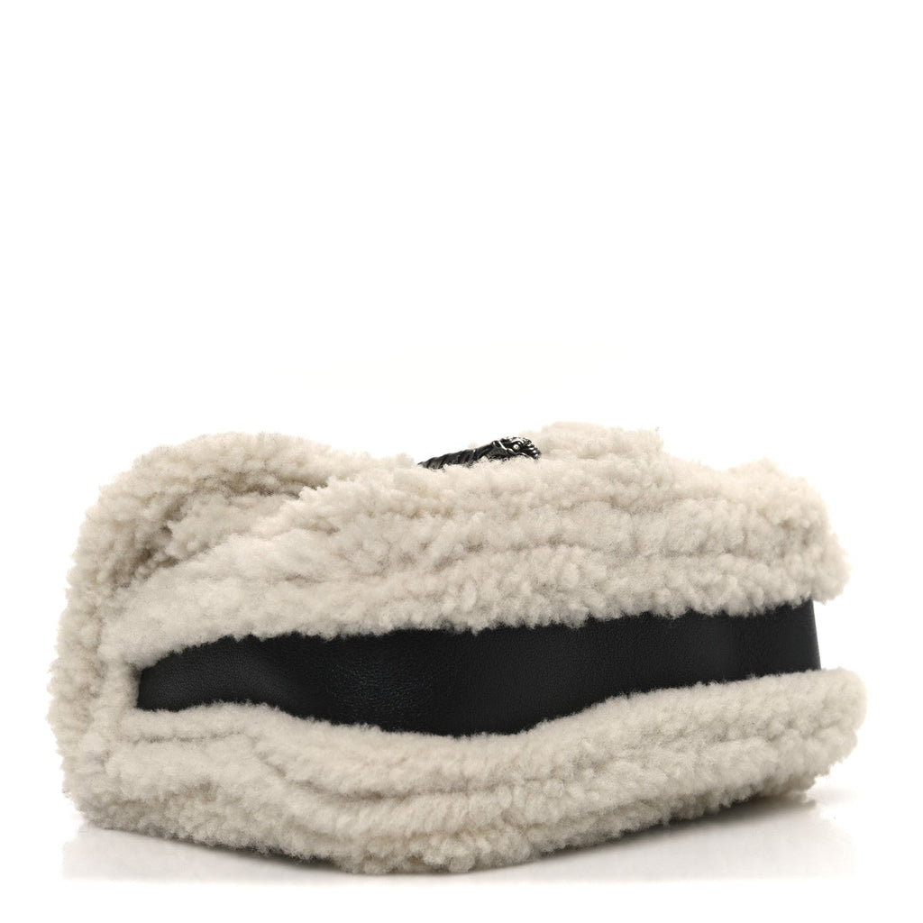 Sakai Be Green Calfskin Shearling Mini Dionysus Top Handle Bag Black