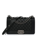 Lambskin Quilted Medium Boy Flap Black