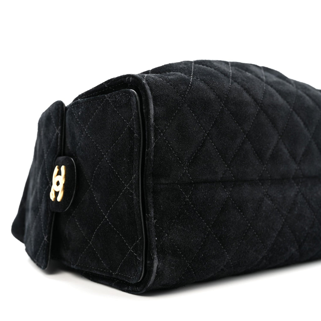 Suede Quilted Small Chanel 25 Handbag Black