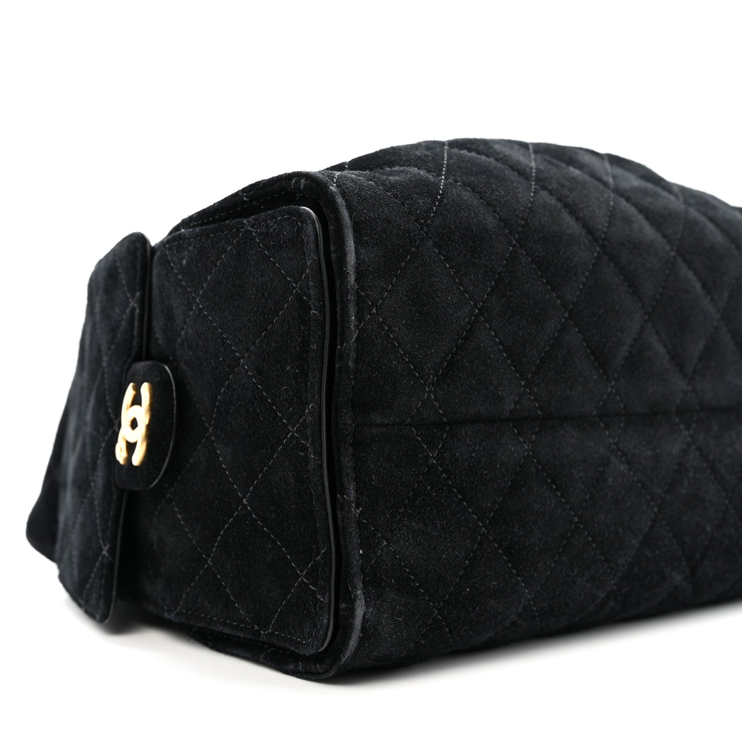 Suede Quilted Small Chanel 25 Handbag Black