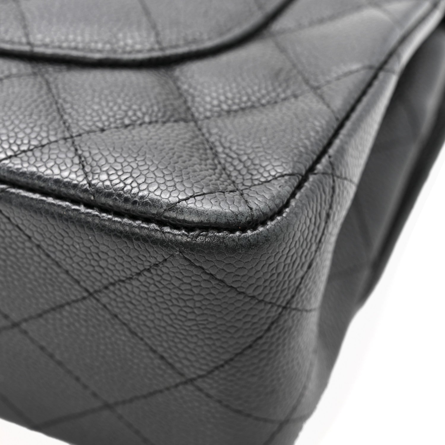 Caviar Quilted Jumbo Double Flap Black