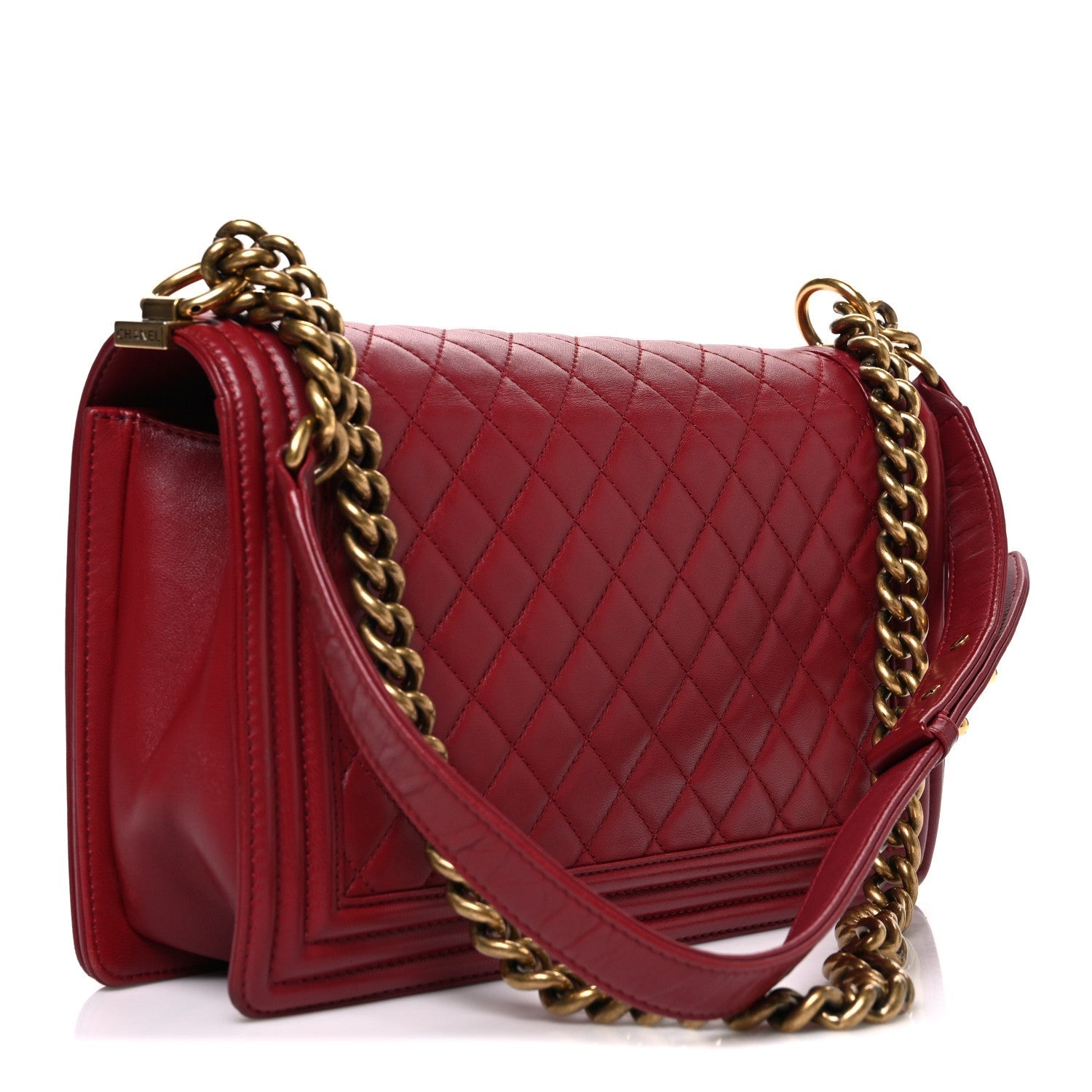 Lambskin Quilted New Medium Boy Flap Red