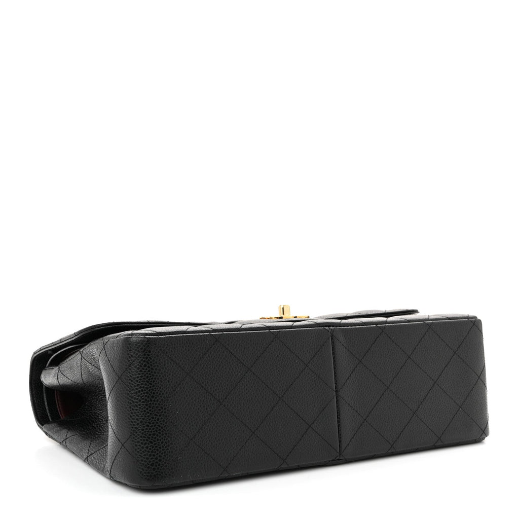Caviar Quilted Jumbo Double Flap Black
