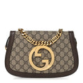 GG Supreme Monogram Textured Dollar Calfskin Blondie Chain Shoulder Flap Bag Beige Ebony New Acero