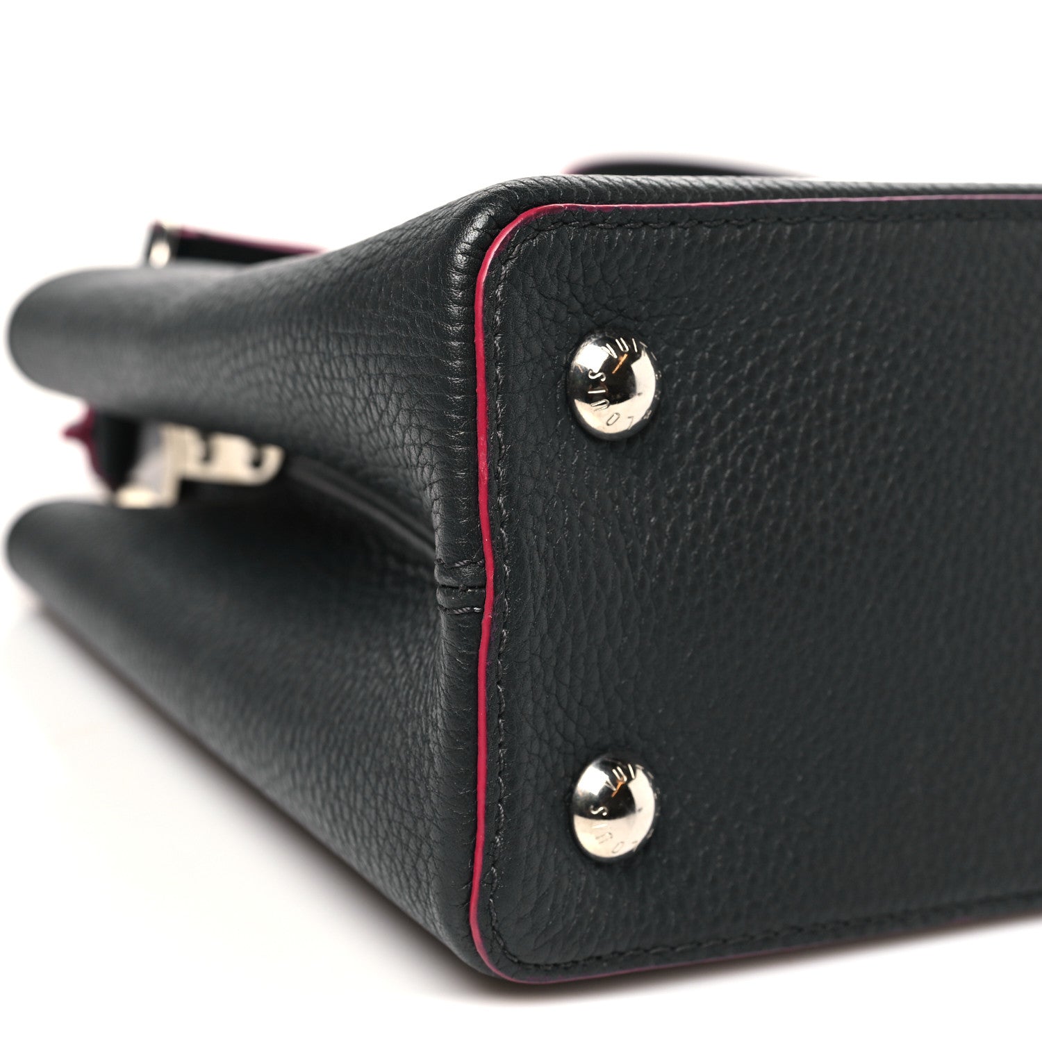Taurillon Capucines PM Black Fuchsia