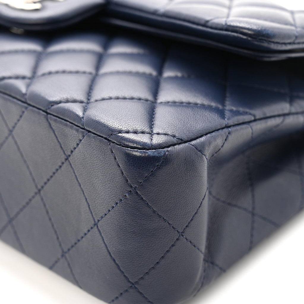 Lambskin Quilted Small Double Flap Blue