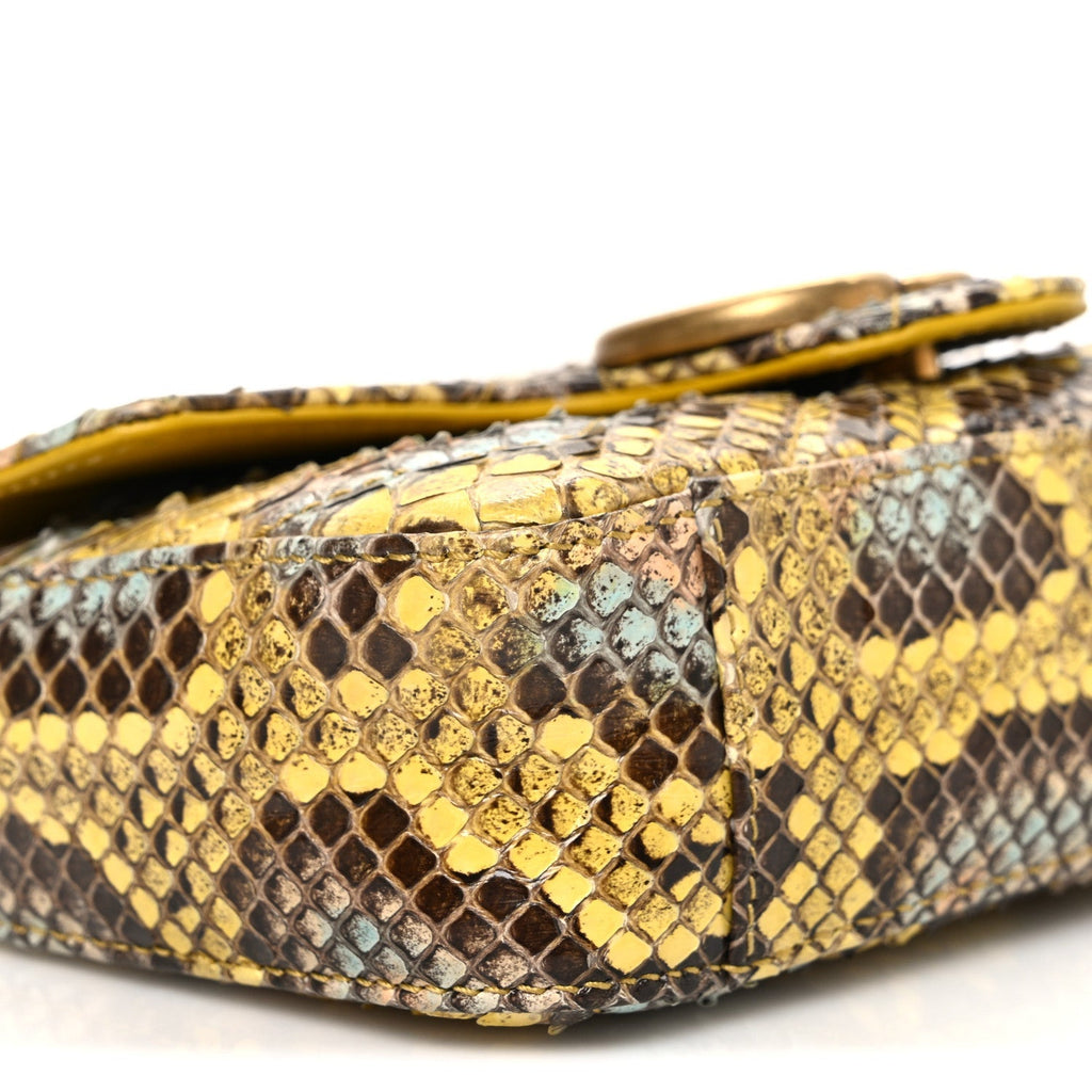 Snakeskin Matelasse GG Marmont Shoulder Bag Green Multicolor
